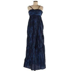 Calypso St Barth 100% Silk Maxi Dress Blue Empire